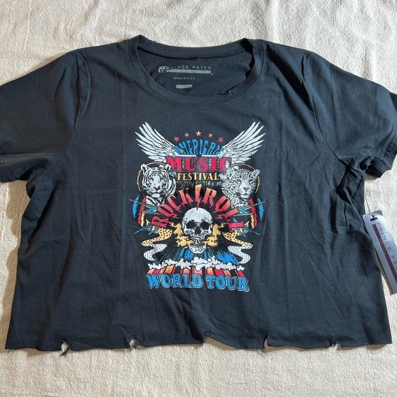 New Prince Peter graphic‎ distressed cropped T-shirt. Size X-large. - Picture 1 of 9